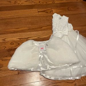 Toddler flower girl/baptism dress and fur shawl